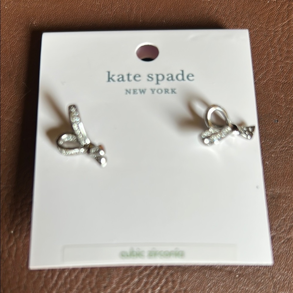 Kate Spade Pink Drawstring Pouch with Kate spade earrings